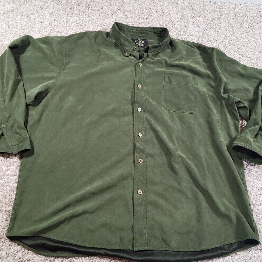 RedHead Shirt Mens 2XL Dark Green 100% Polyester Soft Button Up Outdoors